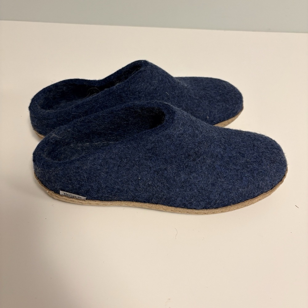 Glerups Blue Wool Felt Slip-On Slippers Woman EU 38 Comfort Lounge